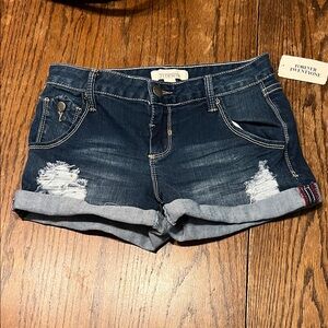 Forever 21 Rolled Cuff Distressed Jean Shorts